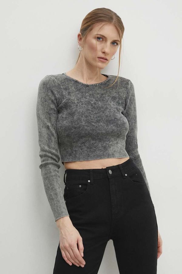 Answear Lab Majica dugih rukava Answear Lab za žene, boja: siva