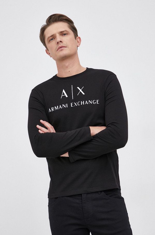 Armani Exchange Majica dugih rukava Armani Exchange za muškarce, boja: crna