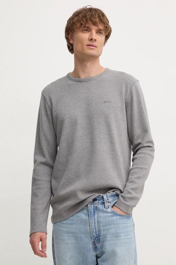 Boss Orange Majica dugih rukava Boss Orange za muškarce, boja: siva, bez uzorka, 50520725