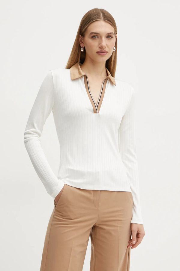 Boss Majica dugih rukava BOSS za žene, boja: bež, 50542213