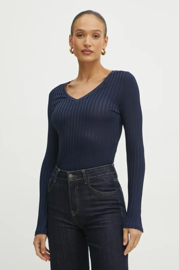 BOSS Majica dugih rukava BOSS za žene, boja: tamno plava, 50532052