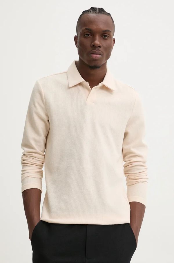 Bruuns Bazaar Majica dugih rukava Bruuns Bazaar CraftBBChanged LS Shirt za muškarce, boja: bež, bez uzorka, BBM2375