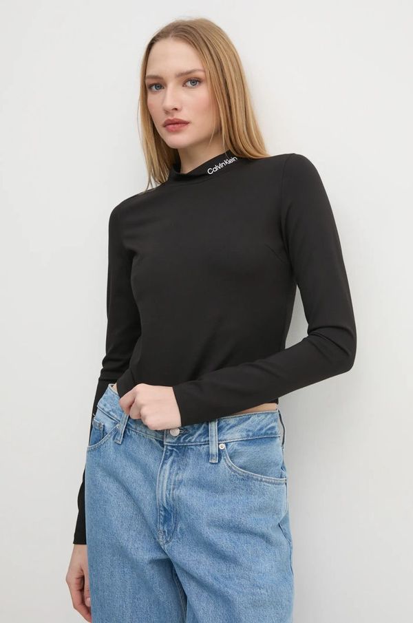 Calvin Klein Jeans Majica dugih rukava Calvin Klein Jeans za žene, boja: crna, s poludolčevitom, J20J224763