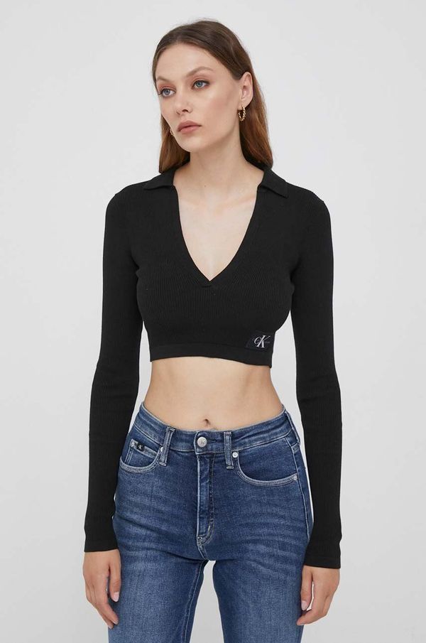 Calvin Klein Jeans Majica dugih rukava Calvin Klein Jeans za žene, boja: crna
