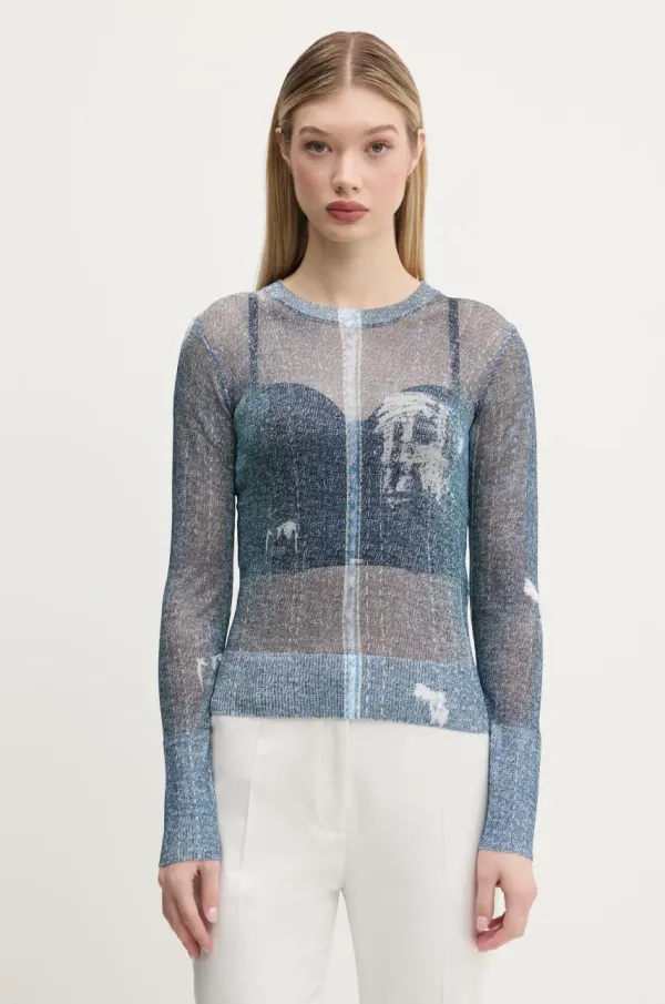 Desigual Majica dugih rukava Desigual DEMS za žene, boja: tamno plava, 25SWJF07