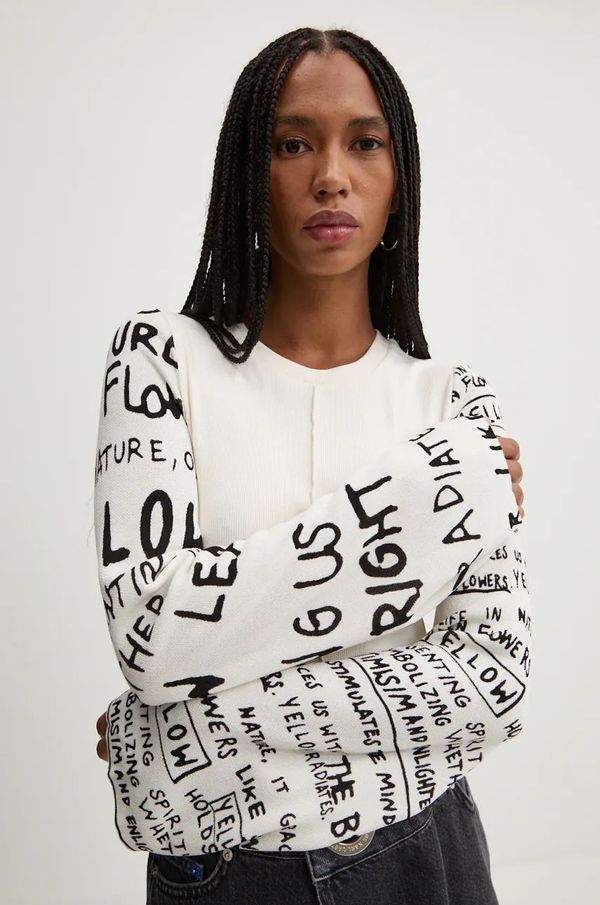 Desigual Majica dugih rukava Desigual REBE za žene, boja: bež, 24WWTK78