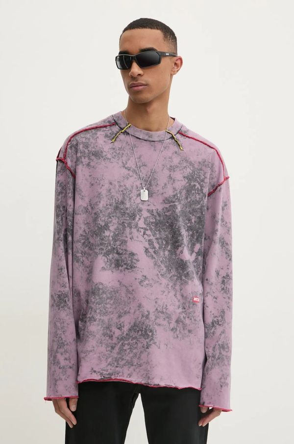 Diesel Majica dugih rukava Diesel T-CRAHOR-LS-R1 T-SHIRT za muškarce, boja: ružičasta, s uzorkom, A16166.0GIAR