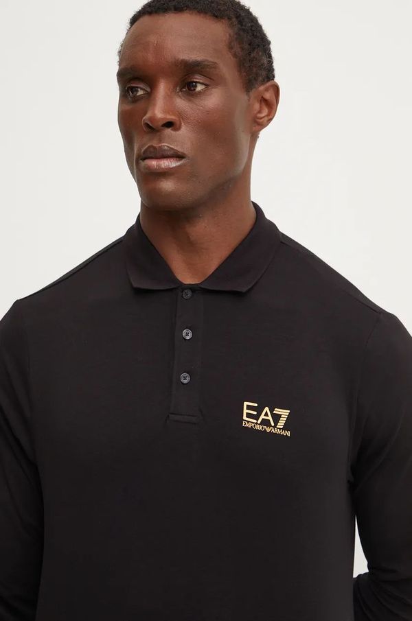 EA7 Emporio Armani Majica dugih rukava EA7 Emporio Armani za muškarce, boja: crna, bez uzorka, PJVQZ.8NPF15
