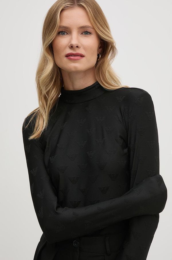 Emporio Armani Majica dugih rukava Emporio Armani za žene, boja: crna, s poludolčevitom, 8N2M9D 2JHFZ