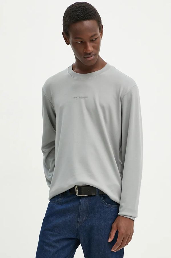 G-Star Raw Majica dugih rukava G-Star Raw za muškarce, boja: siva, s aplikacijom, D25080-D734