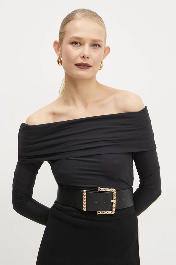 Guess Majica dugih rukava Guess ABBY za žene, boja: crna, s otvorenim ramenima, W5RP07 KCDE0