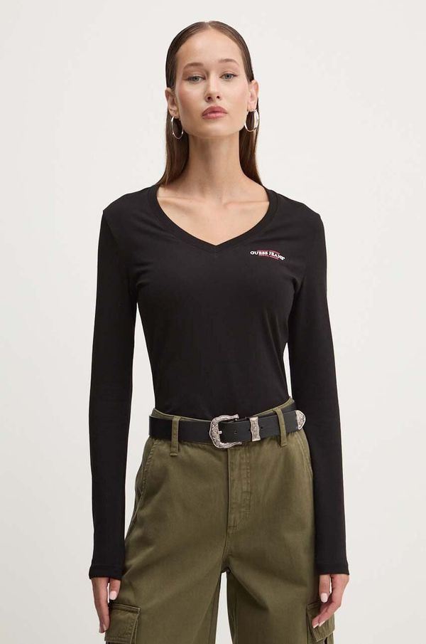 Guess Jeans Majica dugih rukava Guess Jeans za žene, boja: crna, W4YI21 J1314