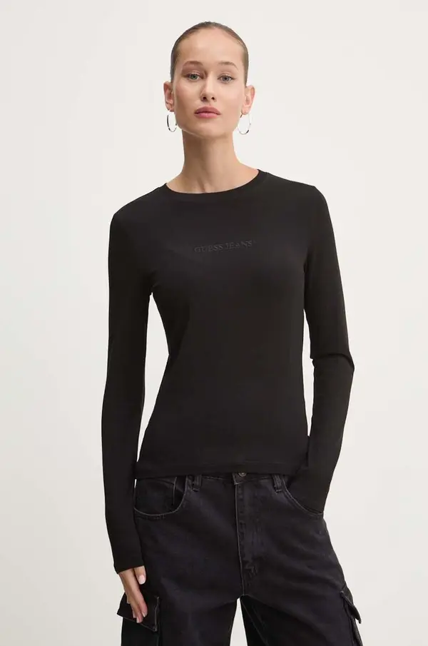 Guess Jeans Majica dugih rukava Guess Jeans za žene, boja: crna, W4YI22 J1314