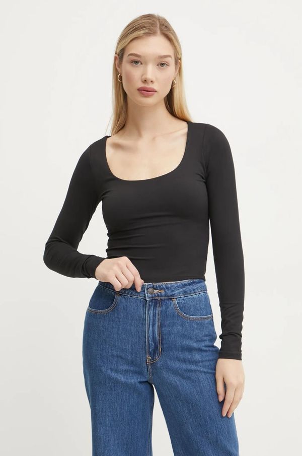 Hollister Co. Majica dugih rukava Hollister Co. za žene, boja: crna, KI339-3626