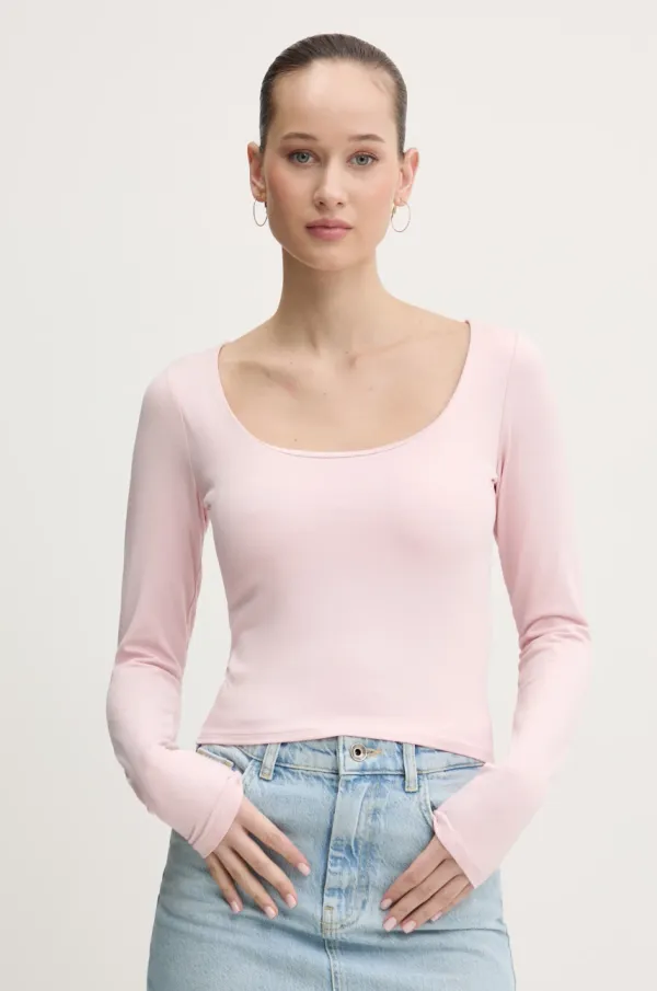 Hollister Co. Majica dugih rukava Hollister Co. za žene, boja: ružičasta, KI339.3628.601