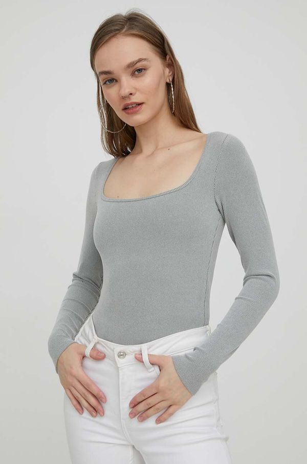 Hollister Co. Majica dugih rukava Hollister Co. za žene, boja: siva
