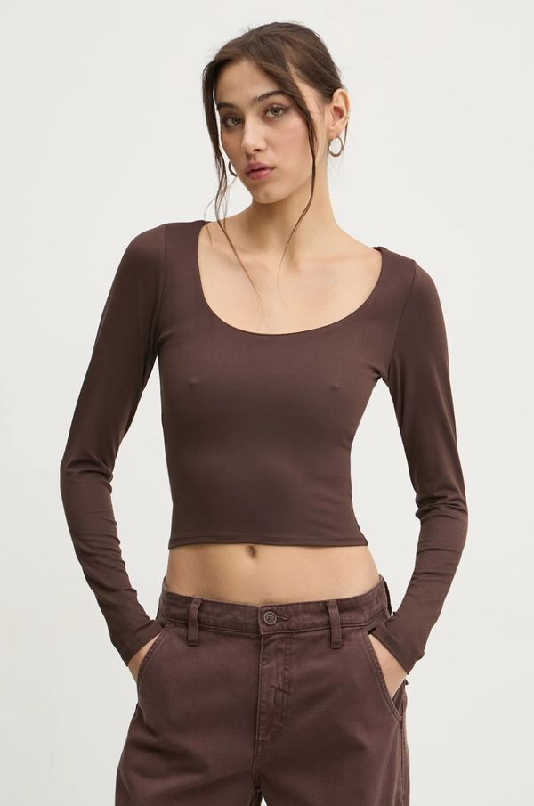 Hollister Co. Majica dugih rukava Hollister Co. za žene, boja: smeđa, KI339-3626