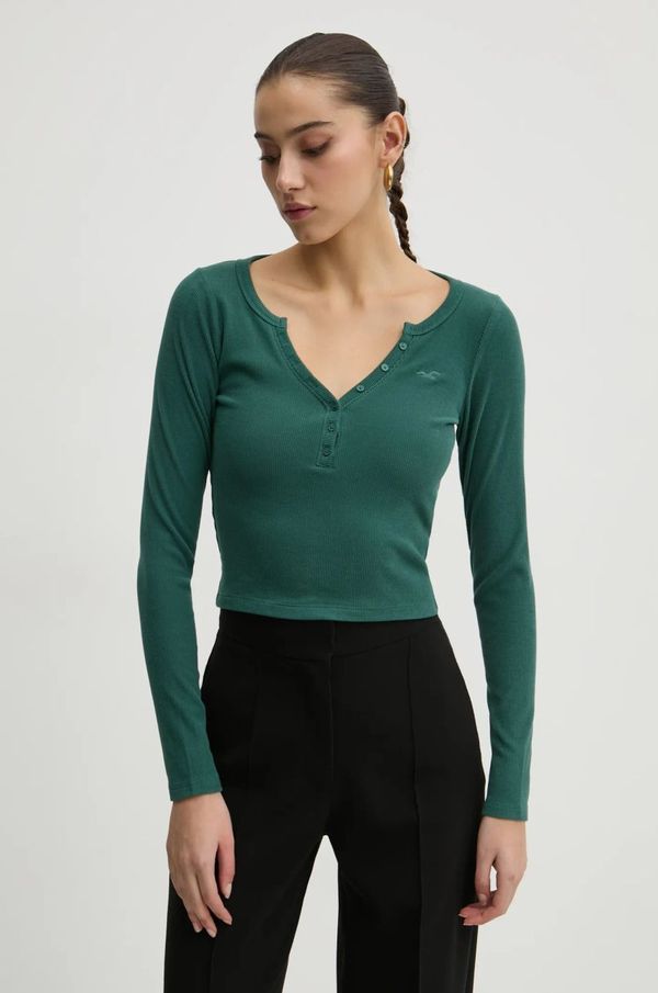 Hollister Co. Majica dugih rukava Hollister Co. za žene, boja: zelena, KI339-3684