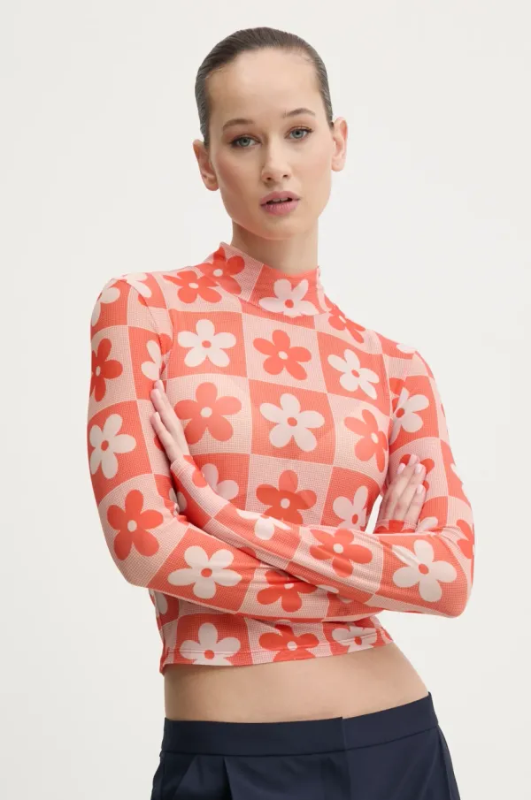 HUGO Blue Majica dugih rukava Hugo Blue za žene, boja: narančasta, s poludolčevitom, 50534739