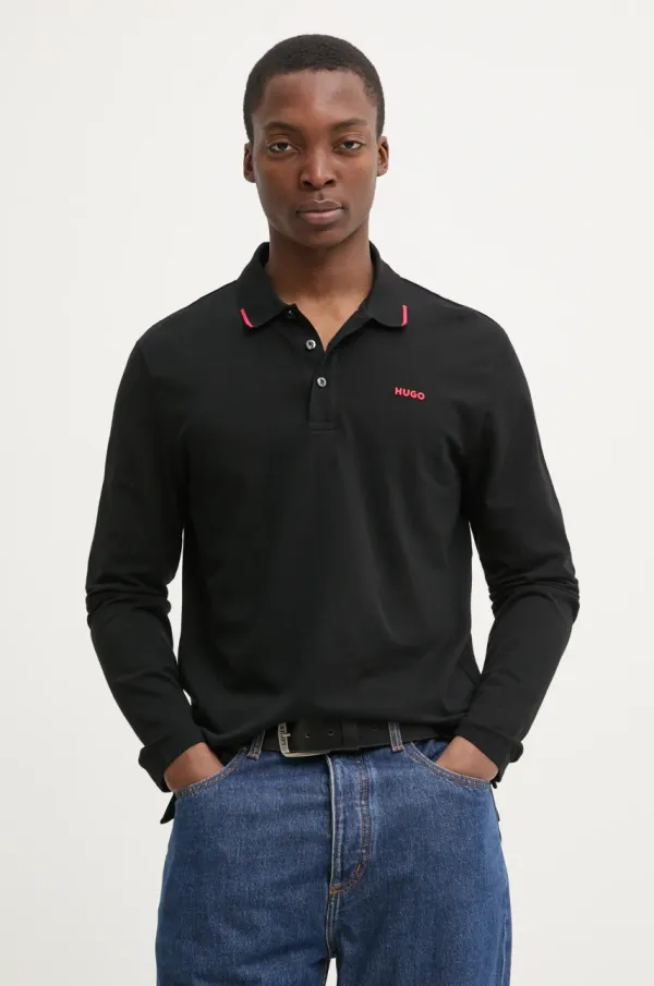 HUGO Majica dugih rukava HUGO za muškarce, boja: crna, bez uzorka, 50532067