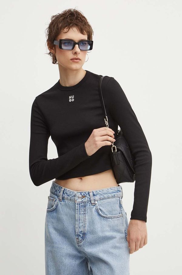 Hugo Majica dugih rukava HUGO za žene, boja: crna, 50518378