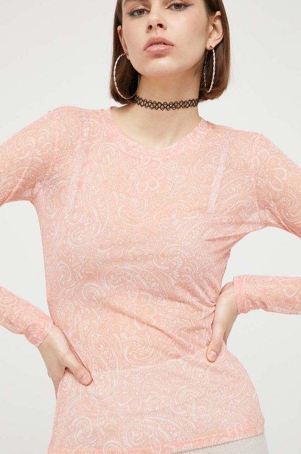 Hugo Majica dugih rukava HUGO za žene, boja: narančasta