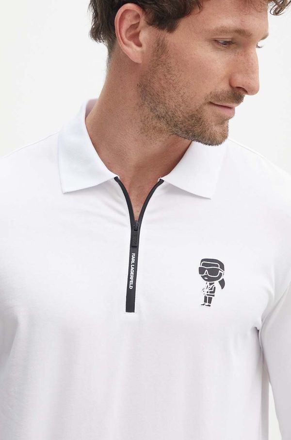 Karl Lagerfeld Majica dugih rukava Karl Lagerfeld za muškarce, boja: bijela, s tiskom, 543221.745403