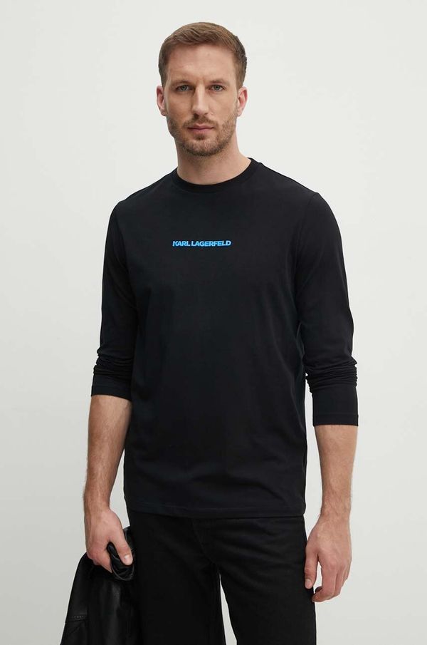 Karl Lagerfeld Majica dugih rukava Karl Lagerfeld za muškarce, boja: crna, s aplikacijom, 543221.755406