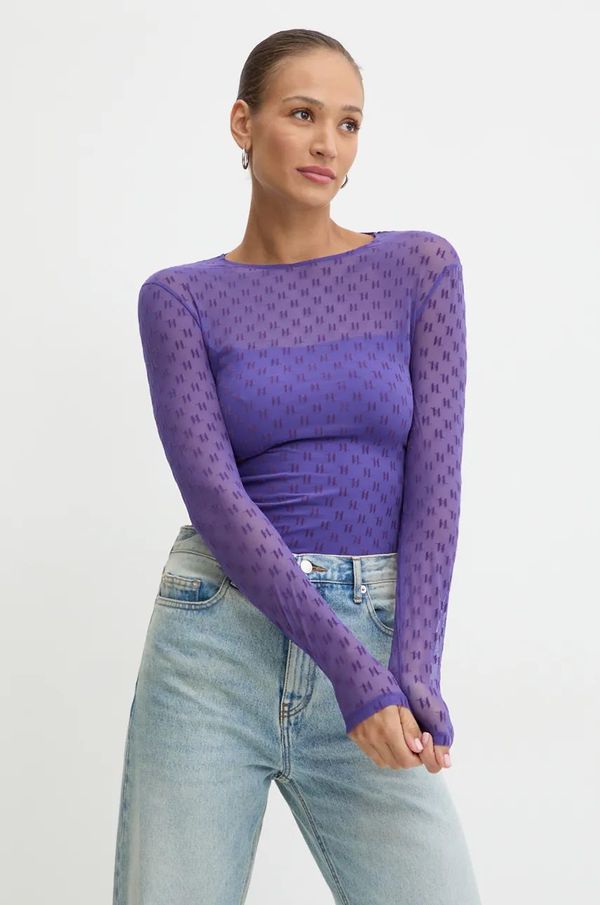 Karl Lagerfeld Majica dugih rukava Karl Lagerfeld za žene, boja: ljubičasta