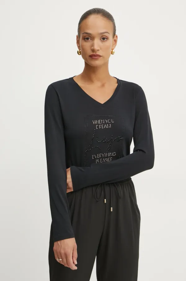 Liu Jo Majica dugih rukava Liu Jo za žene, boja: crna, TA5169 JS003