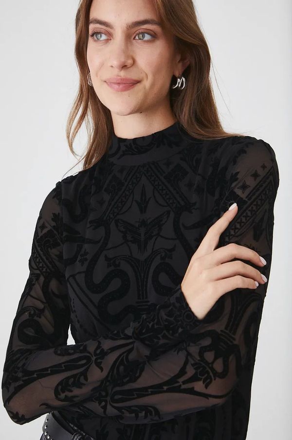 Medicine Majica dugih rukava Medicine za žene, boja: crna, s poludolčevitom