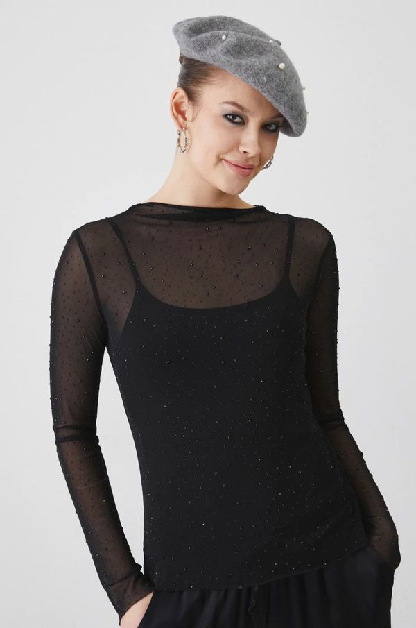 Medicine Majica dugih rukava Medicine za žene, boja: crna, s poludolčevitom