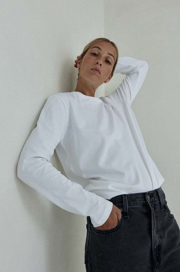 Muuv. Majica dugih rukava MUUV. Basic za žene, boja: bijela