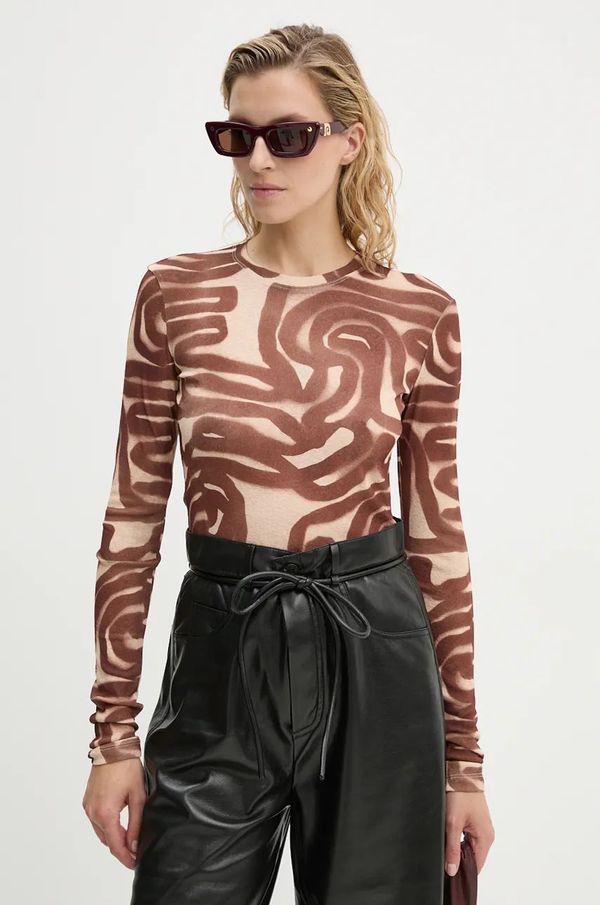 Nanushka Majica dugih rukava Nanushka LYMEE boja: smeđa, NW24PFTP15215