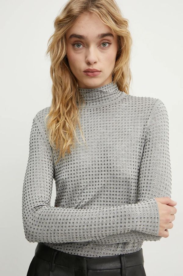 Pinko Majica dugih rukava Pinko boja: siva, s dolčevitom, 104453 A2B4