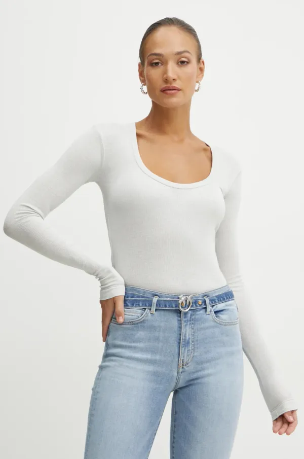 Pinko Majica dugih rukava Pinko za žene, boja: siva, 104650 A2CQ