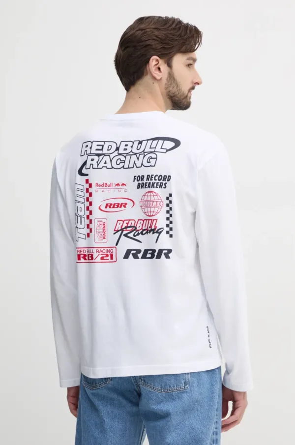 Red Bull Racing x Pepe Jeans Majica dugih rukava Red Bull Racing x Pepe Jeans SPEED LOGO LS TEE za muškarce, boja: bijela, s tiskom, RM500013