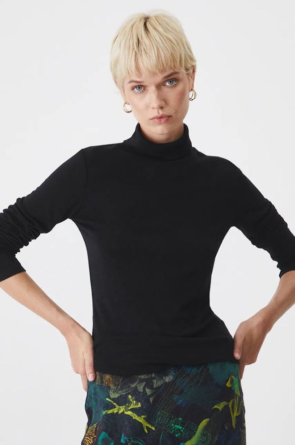 Medicine Majica dugih rukava s dodatkom vune Medicine za žene, boja: crna, s dolčevitom