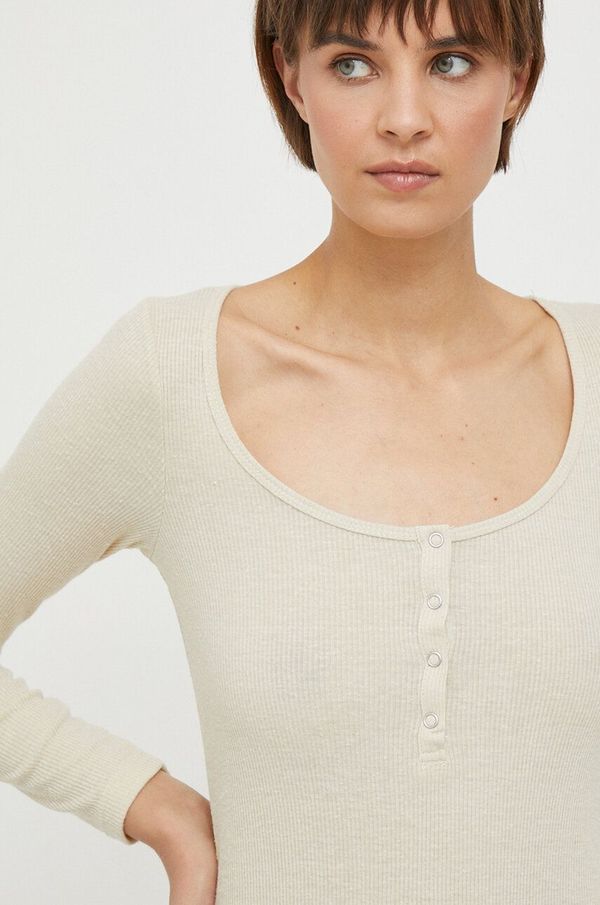 Pepe Jeans Majica dugih rukava s lanom Pepe Jeans Colby boja: bež