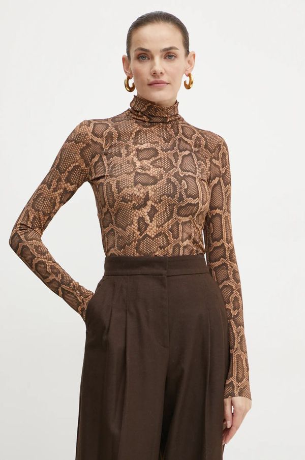 Simona Corsellini Majica dugih rukava Simona Corsellini za žene, boja: smeđa, s dolčevitom, A24CPMG007