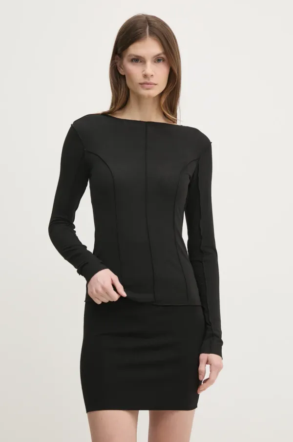 Sisley Majica dugih rukava Sisley za žene, boja: crna, 33FEL106W