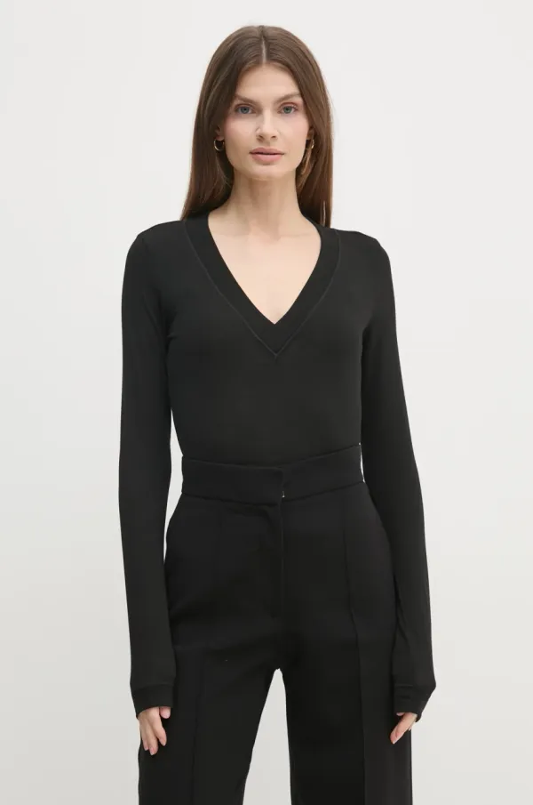 Sisley Majica dugih rukava Sisley za žene, boja: crna, 33FEL400V