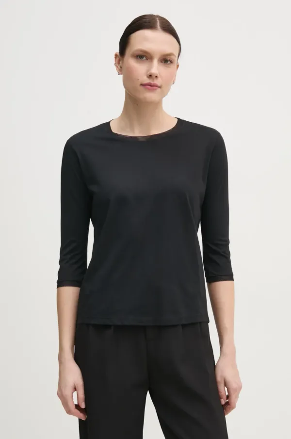 Sisley Majica dugih rukava Sisley za žene, boja: crna, 38B6L1079