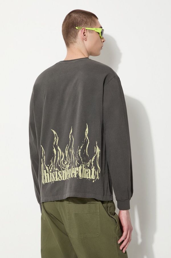 thisisneverthat Majica dugih rukava thisisneverthat Flame Onyx za muškarce, boja: siva, s tiskom, TN241TTSLT03