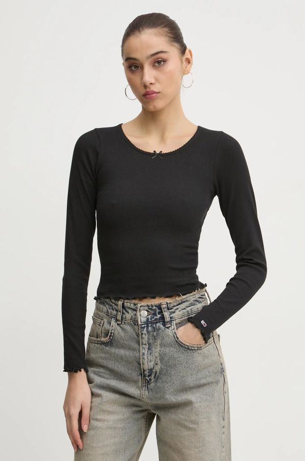 Tommy Jeans Majica dugih rukava Tommy Jeans za žene, boja: crna, DW0DW20277