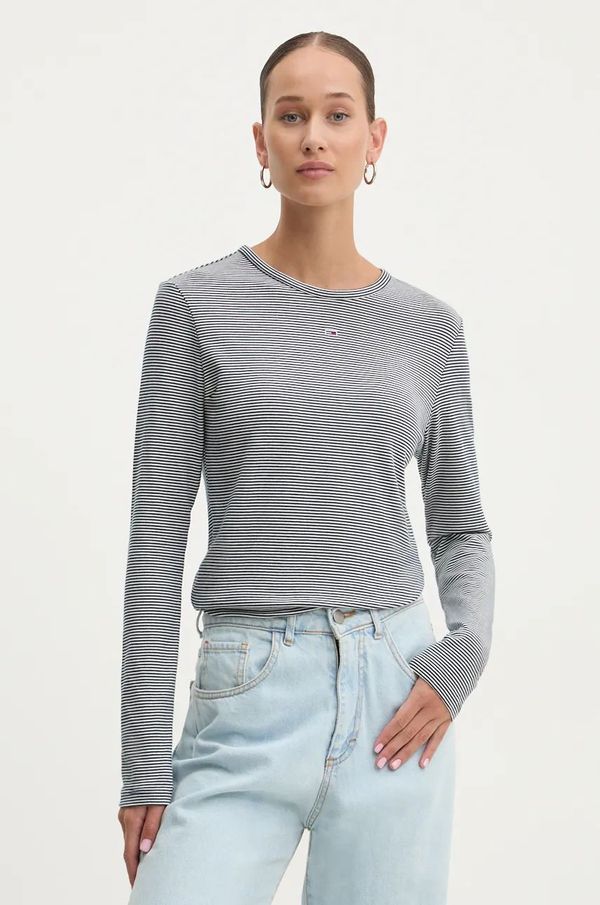 Tommy Jeans Majica dugih rukava Tommy Jeans za žene, boja: tamno plava, DW0DW19043