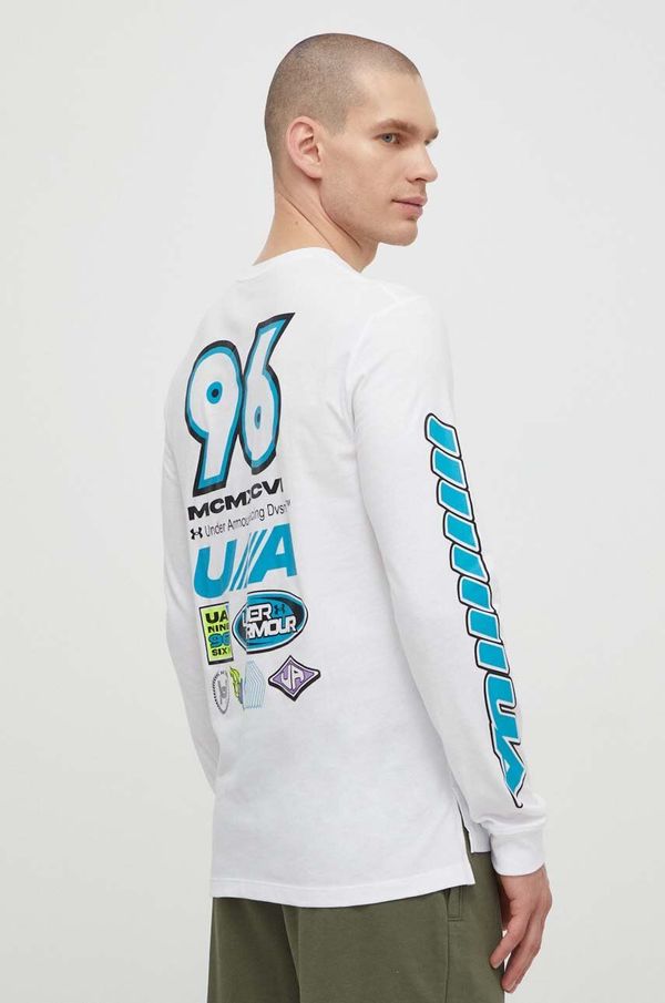 Under Armour Majica dugih rukava Under Armour za muškarce, boja: bijela, s tiskom