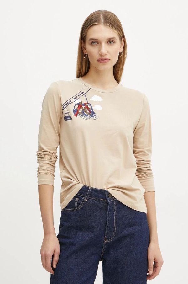 Weekend Max Mara Majica dugih rukava Weekend Max Mara za žene, boja: bež, 2425946012600