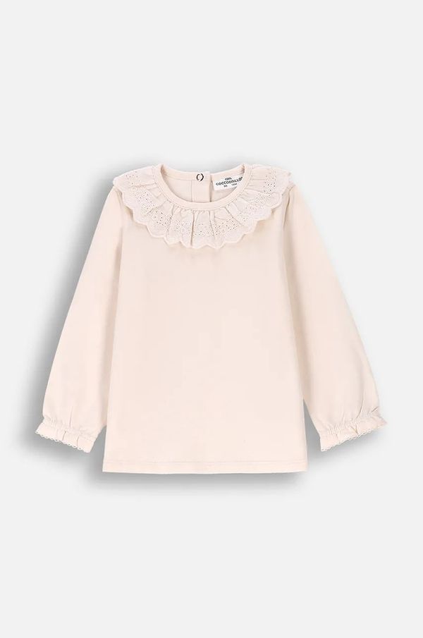 Coccodrillo Majica dugih rukava za bebe Coccodrillo boja: bež, FLOWERS GIRL NEWBORN