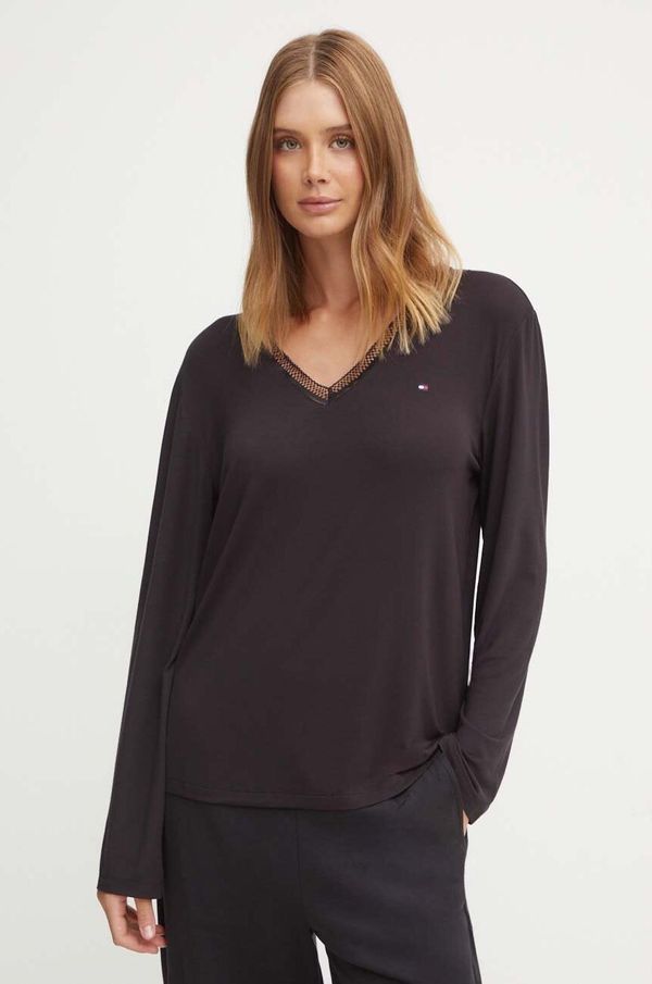 Tommy Hilfiger Majica dugih rukava za spavanje Tommy Hilfiger boja: crna, UW0UW05568